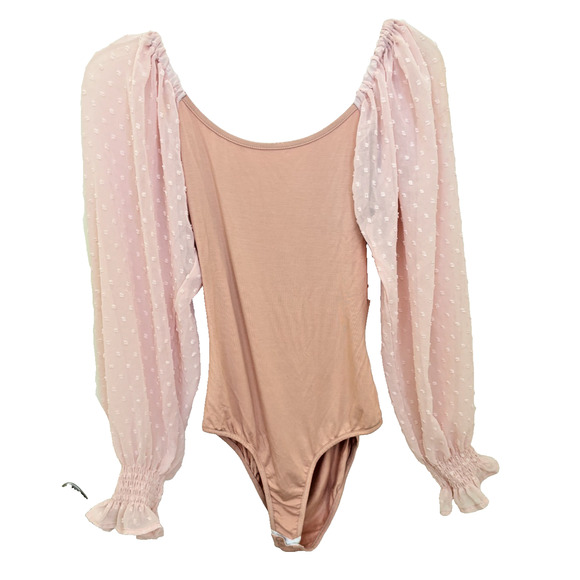 Zeagoo Women's Pink Size S One-Piece Bodysuit Shear Sleeves NWT - Picture 1 of 5